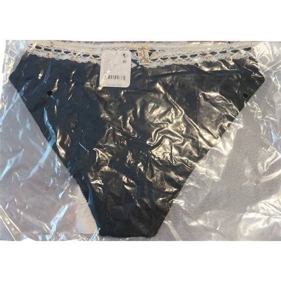 Free People So Sweet Lace Bikini Panties Underwear Black High-Waist Medium - Picture 4 of 6